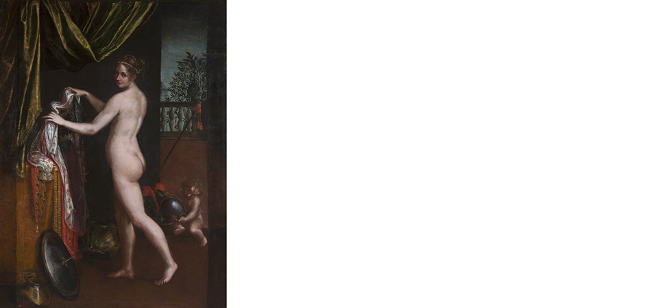 minerva in atto di abbigliarsi lavinia fontana