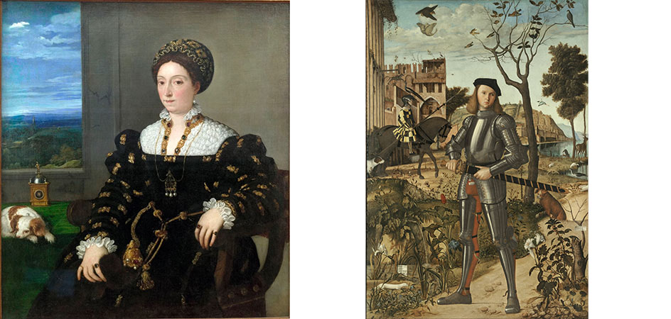 ritratto di eleonora gonzaga tiziano e giovane cavaliere vittore carpaccio
