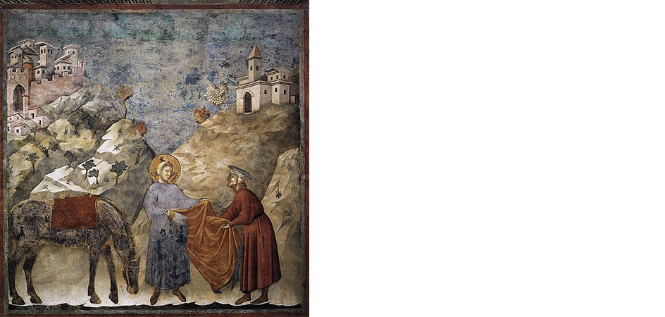 san francesco che dona il mantello al povero giotto