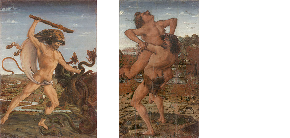 ercole e idra e ercole e anteo pollaiolo