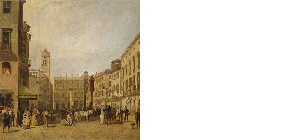 veduta piazza delle erbe carlo ferrari detto il ferrarin