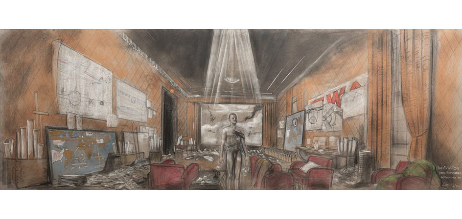 Bozzetto di Dante Ferretti per The Aviator, Martin Scorsese, 2003. Courtesy di Dante Ferretti