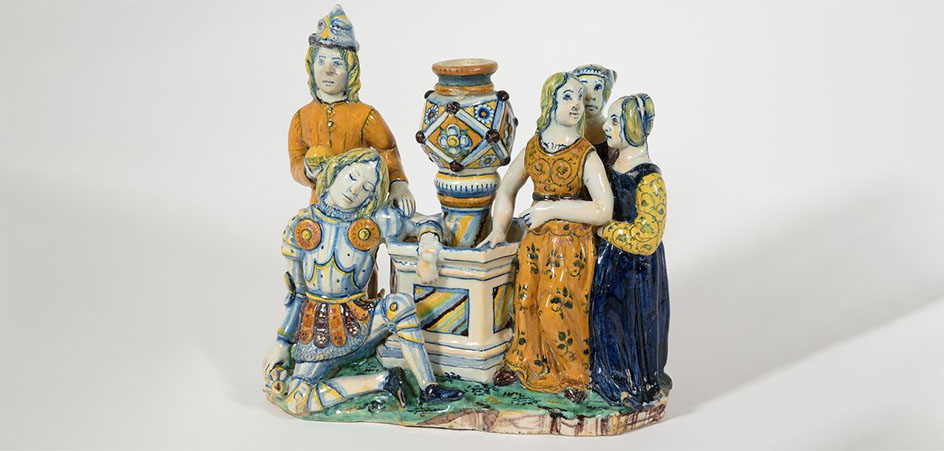 calamaio con il giudizio di paride secolo XVI