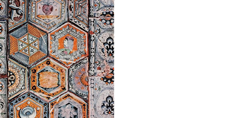 pavimento in ceramica della cappella vaselli in san petronio a bologna