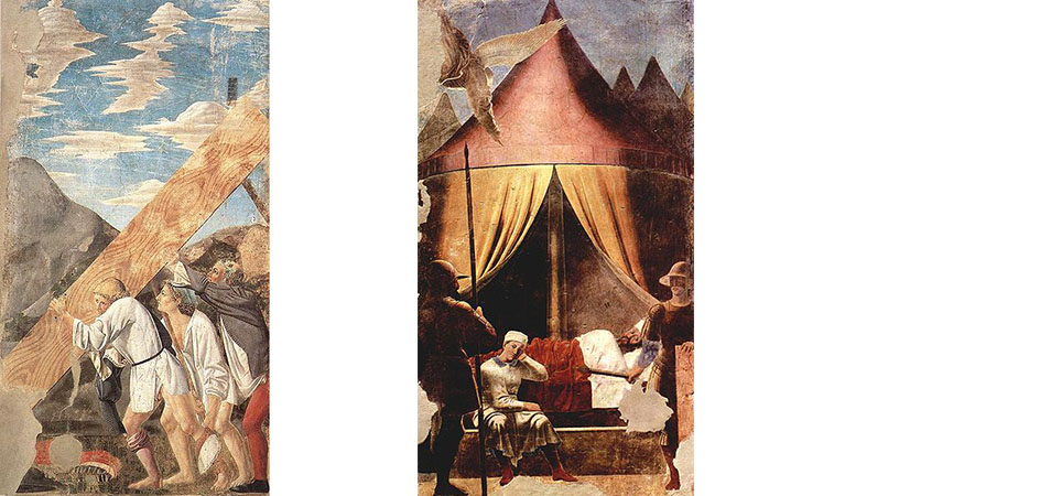il trasporto del legno della vera croce e il sogno di costantino piero della francesca